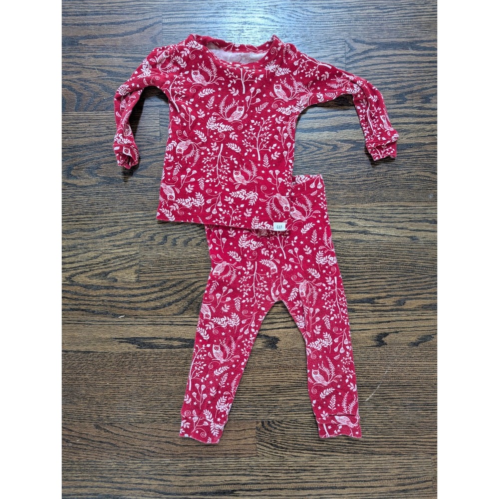 Baby Gap Pajama Set Owl Forest Organic Cotton Size 18-24 Mo Shirt Pants Bottoms